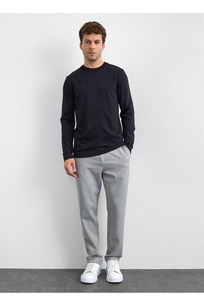 Black Men's Crew Neck Regular Fit Sweater B35W40043