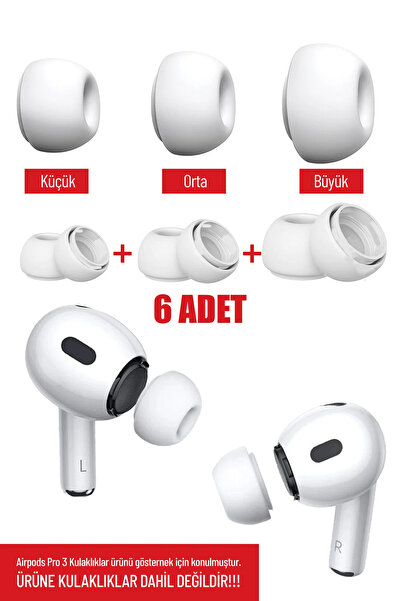 Компатибилни со AirPods Pro 3 3 пара (XS,S,L) силиконски заменски врвови за слушалки бели