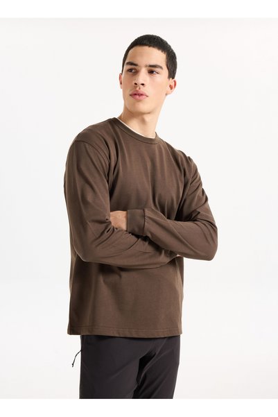 Brown Men's Round Neck Relaxed Sweatshirt 261 Lcm 241030 Jordy Brown