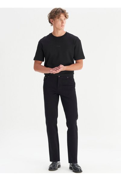 Black Men's Straight Denim Trousers Mw12109004 Black Denim Trousers