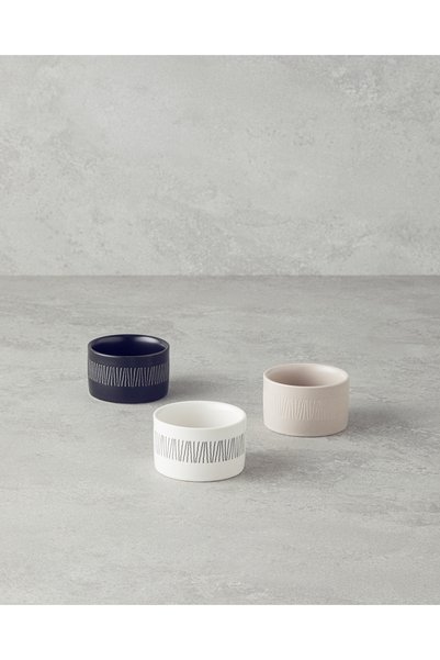 Bona Stoneware 3-Piece Snack Bowl 6.5 cm Black-White-Beige