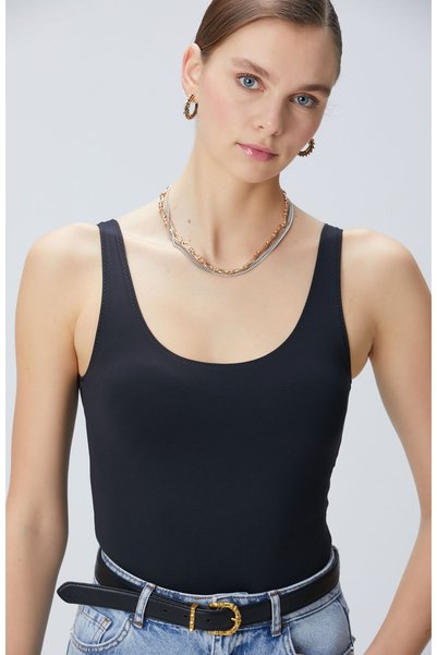 Black Jersey Bodysuit T-Shirt