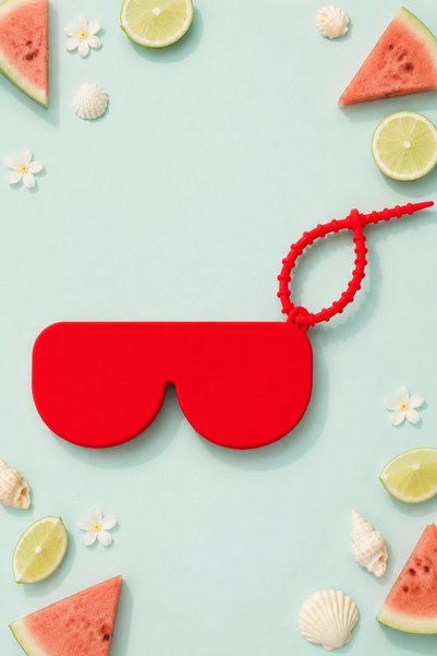 Hangable Silicone Glasses Case - Foldable Flexible Protective Eyeglasses Carrying Storage Container Red