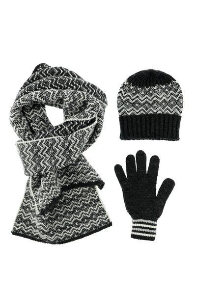 Woolen Patterned Scarf & Beanie & Glove Set