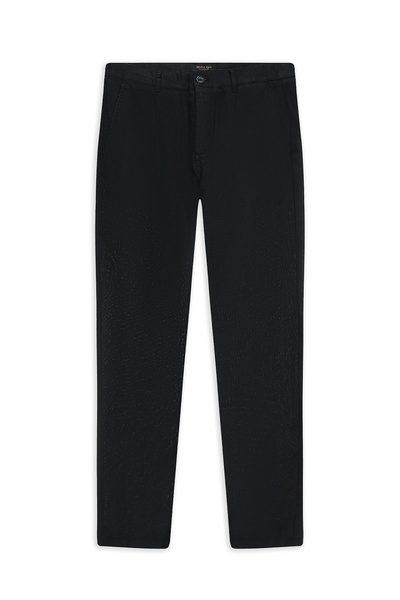 Regular Fit Standard Cut Pleated Linen Canvas / Chino Trousers
