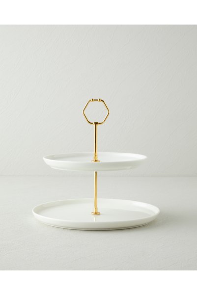 Verona Porcelain Layered Serving Plate 21+26 cm White