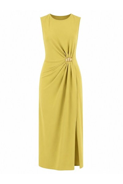 Khaki Gold Buckle Long Dress - 2Y8191