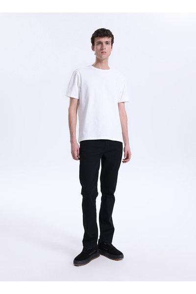 Normal Waist Slim Fit Black Men's Denim Trousers Vegas Slim-1904