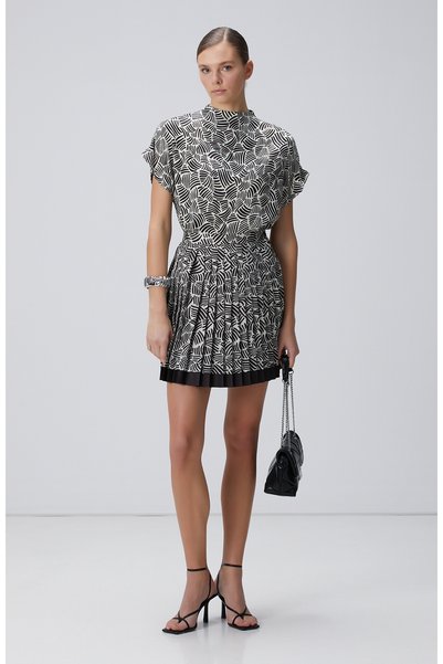 Off-White Black Patterned Mini Skirt
