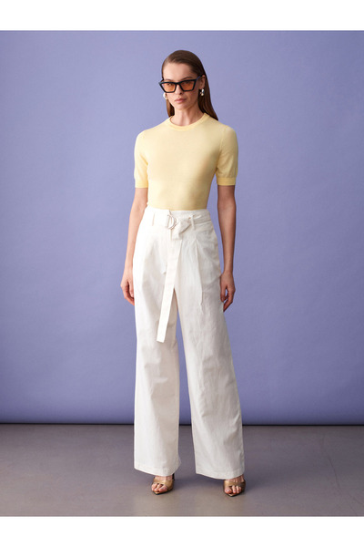 72673 Belted Trousers-White