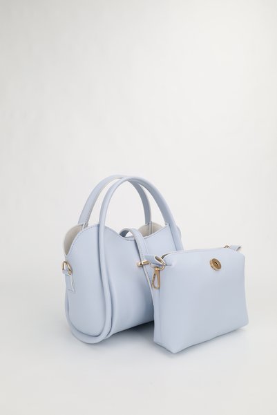 Women's Gold Accessory Detail Three-Compartment Design Hand and Shoulder Bag with Removable Makeup Bag Roma