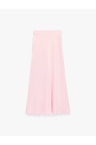Fish Cut Midi Satin Skirt