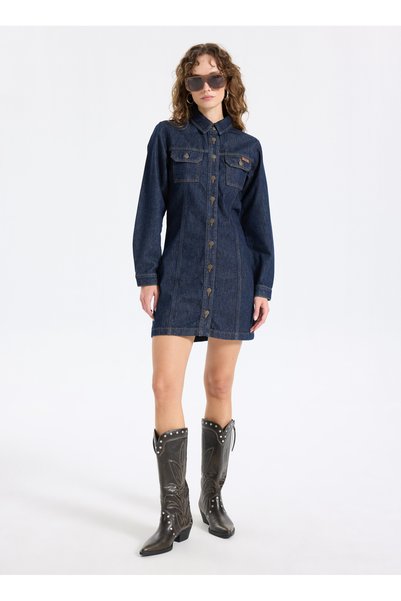 Blue Women's Washable Denim Dress J5Wl-Elb7124