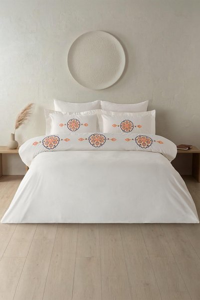 Anemon | Double Crepe Embroidered Duvet Cover Set