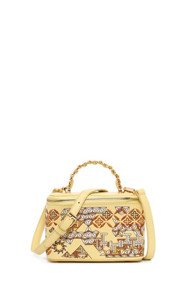 Women's Yellow Long Strap Printed Mini Shoulder Bag 26Pbd263926