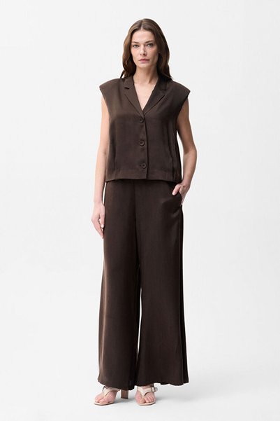 Wide Leg Trousers with Elastic Waist