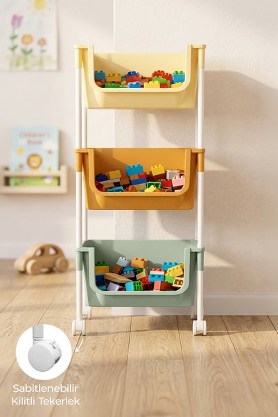 3-Tier Toy Storage Rack Bathroom Organizer Kitchen Shelf Basket Crisper