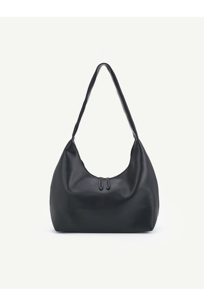Black Shk331 Soft Textured, Zippered, Women's Hand, Arm and Shoulder Bag