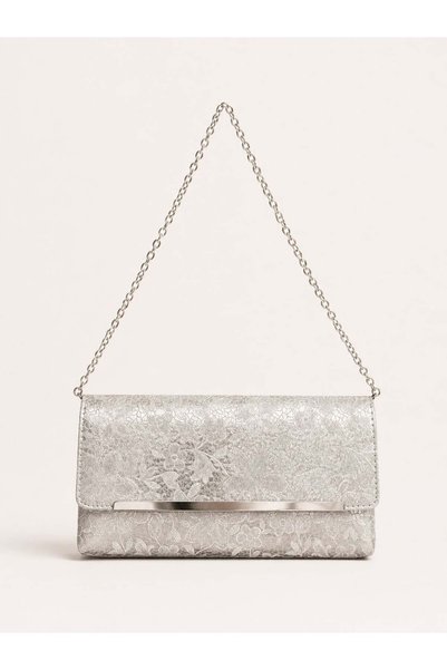 Silver Glitter Women's Chain Strap Clutch Bag – Stylish Evening Dress Shoulder and Handbag Suitable for Daily Use