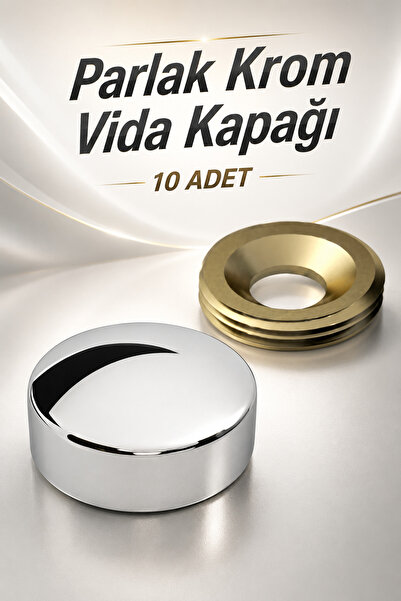 Декоративно капаче за завртка 15 mm сјаен хром чеп за завртка (10 парчиња)