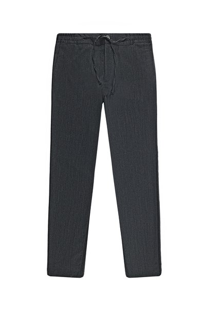7 Drop Super Slim Fit Extra Slim Fit Woolen Drawstring Trousers with Elastic Waist