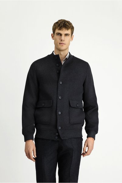 Slim Fit Stand Collar Bomber Coat
