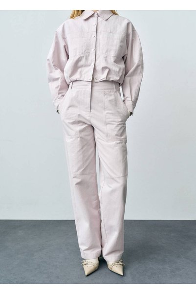 Wideleg Pants with Decorative Stitching