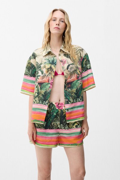 Empirme Green Short Sleeve Patterned Shirt