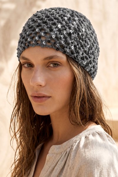 Sequin Detail Hairnet Sea Beach Hair Accessory 2141 Gray