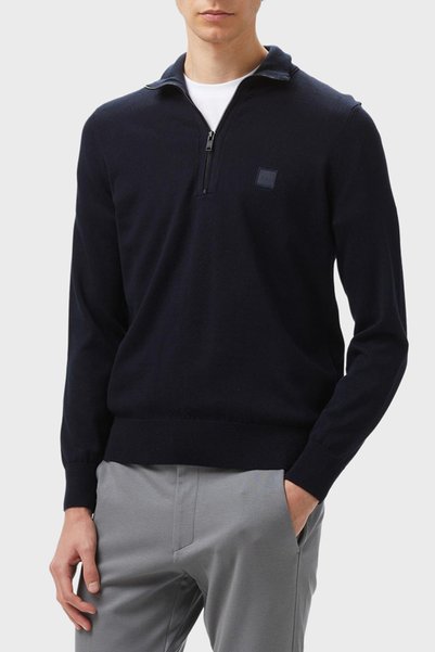 Cotton and Cashmere Blend Regular Fit Half-Zip Stand Collar Sweater Men's Sweater 50527585 406