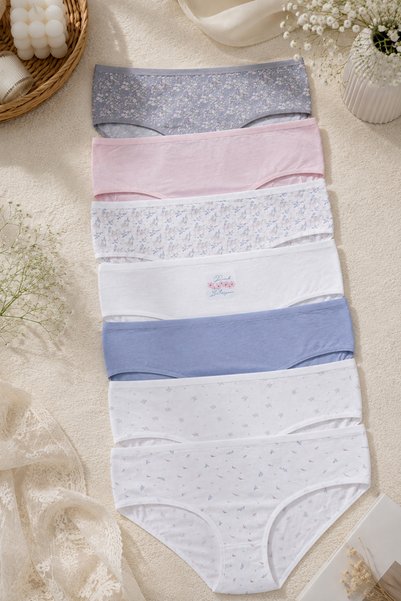 Women's 7-Piece Curve Cotton Stretch Fabric Bato Panties