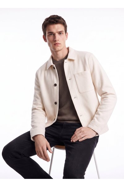 Beige Men's Slim Fit Jacket F6WM-MNT 2111