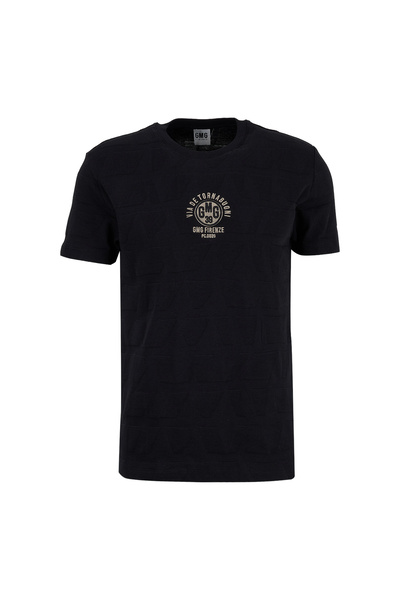 Black Men's Slim Fit Geometric Patterned T-Shirt Gu26Mss03018