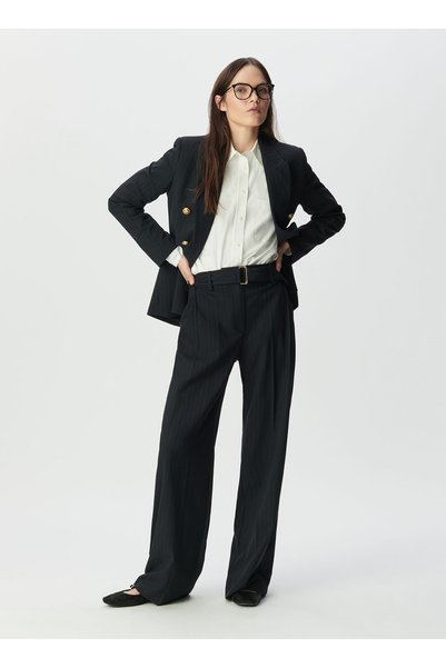 Navy Blue Women's Loose Fit Trousers B222155