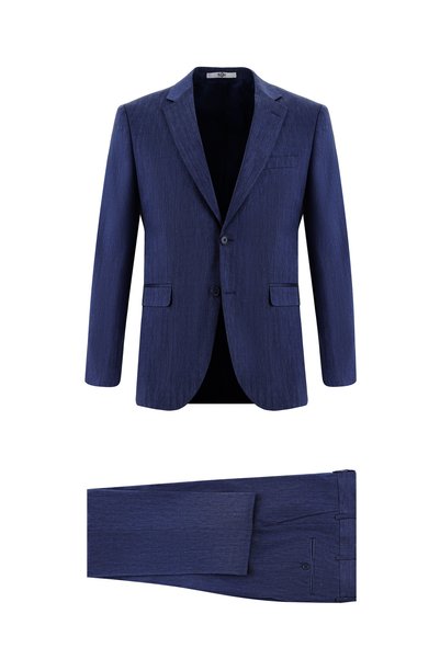 7 Drop Slim Fit Patterned Linen Blend Suit