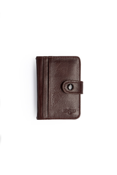 Leather Card Holder with Snap Fasteners