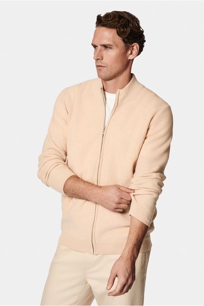 Patterned Zippered Wool Knitwear Cardigan