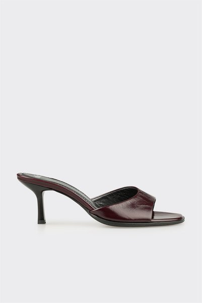 Burgundy Leather Women's Slippers