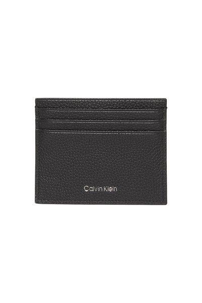 Men's Textured Letter Printed Card Holder - Black