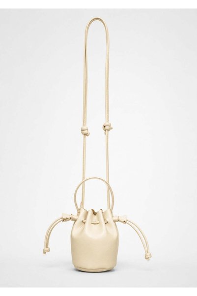 Cream Women's Mini Drawstring Shoulder and Crossbody Bag with Adjustable Strap