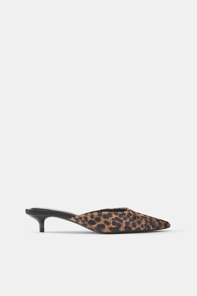 Leopard Print Leather Open Back Shoes