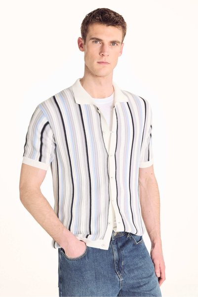 Multicolored Men's Striped Cardigan Tbmrkw2048