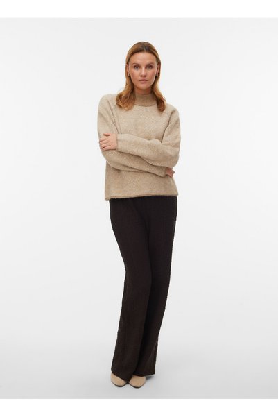 Beige Women's Turtleneck Sweater Vmfelize Ls High Neck Pullover Boo