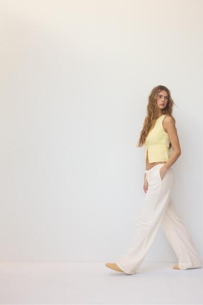 Linen Blended Loose Cut Trousers