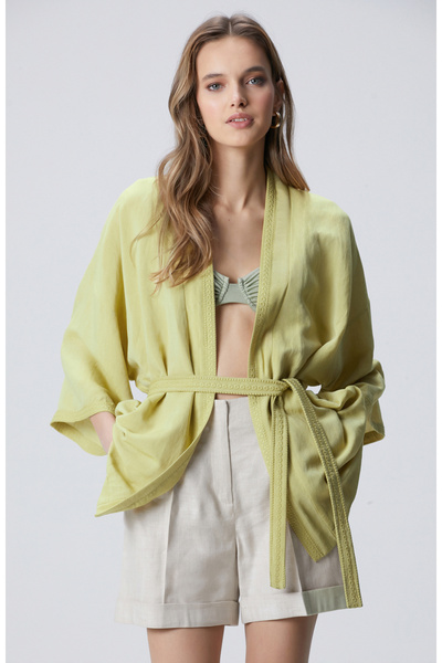 Oil Green Embroidered Kaftan