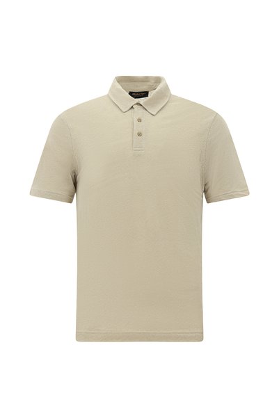 Regular Fit Linen Polo Neck T-Shirt