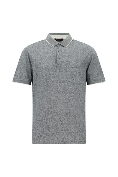 Regular Fit Striped Mercerized Cotton Linen Polo Collar T-Shirt
