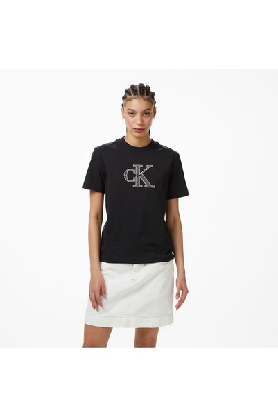 Women's Slim Fit Short Sleeve Cotton Black T-Shirt