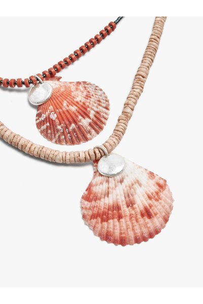 Double Necklace with Stones and Sea Shell Charms