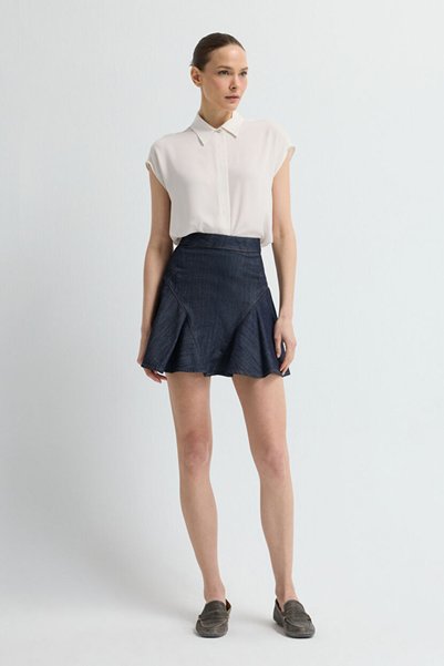 Gray Flounce Mini Skirt